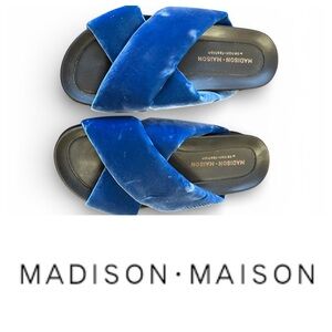 Madison Maison Blue Velvet Slides